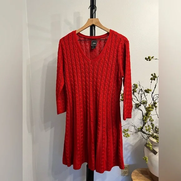 knit black dress Black Ribbed Knit Long Sleeves Dress Large main image 1